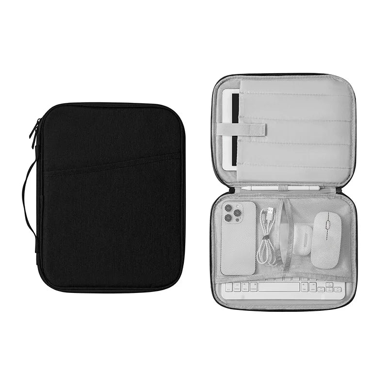 Heavy Duty Waterproof 11-13 Inch iPad Tablet Computer Bag Handheld Portable Carrying Case for iPad Storage Pouch Durable Qme Black 11-inch