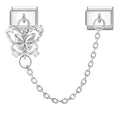 Peach Shiny Zircon Horse Swan Tassel Chain Italian Charm Links Fit 9mm Stainless Steel Bracelet Women Jewelry DIYMaking Gift Qme S 12