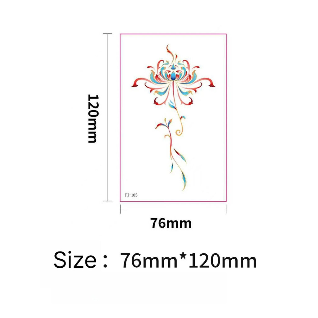 A Golden Foil Phoenix Pattern Tattoo Stickers, Waterproof Sweatproof Decals for Arm Collarbone Hanfu Shooting Fashion Body Decor Qme