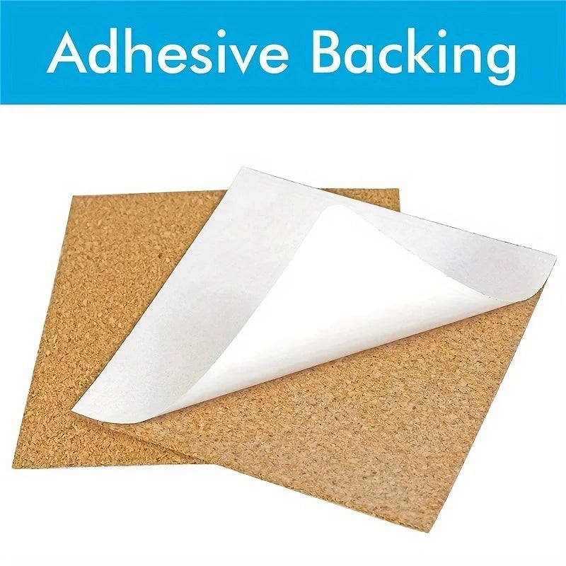 20 Pieces Self-Adhesive Square or Round Cork CoastersTiles Cork Pads Cork Boards Strong Adhesive for Office Home Bar Cafe Qme
