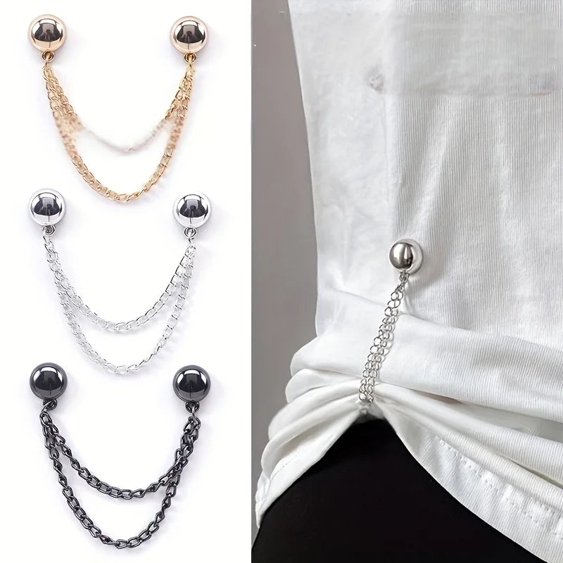 4/6Pcs Magnetic Clothing Clip - Adjustable Chain Design, Spherical Trim/Suitable for Shirts, Sleeves, Skirts and Pants Qme