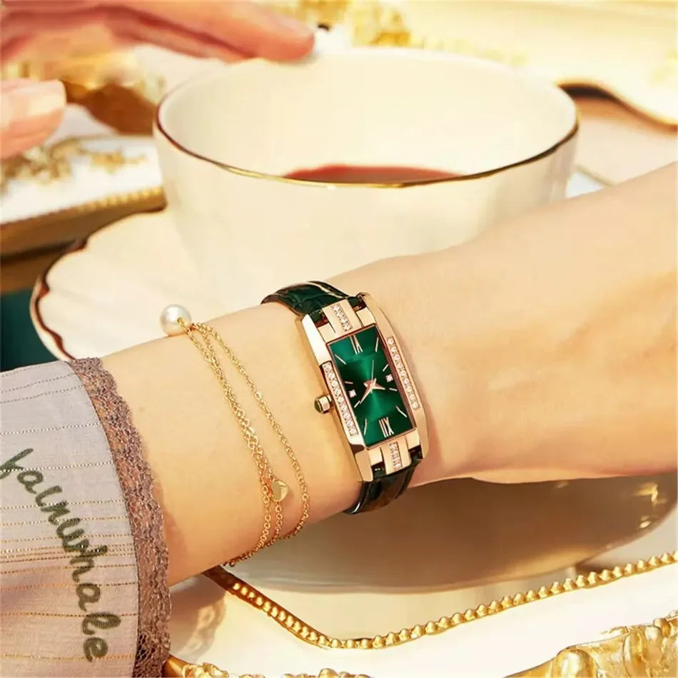 Rel Gios Das Mulheres Moda Square Ladies Quartz Watch Bracelet Dial Qme