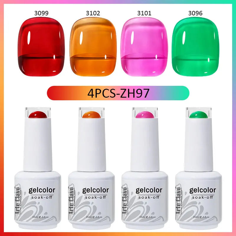 Arte Clavo 4 6 8 Gel Nail Polish Art Soak Off UV Colorful Semi