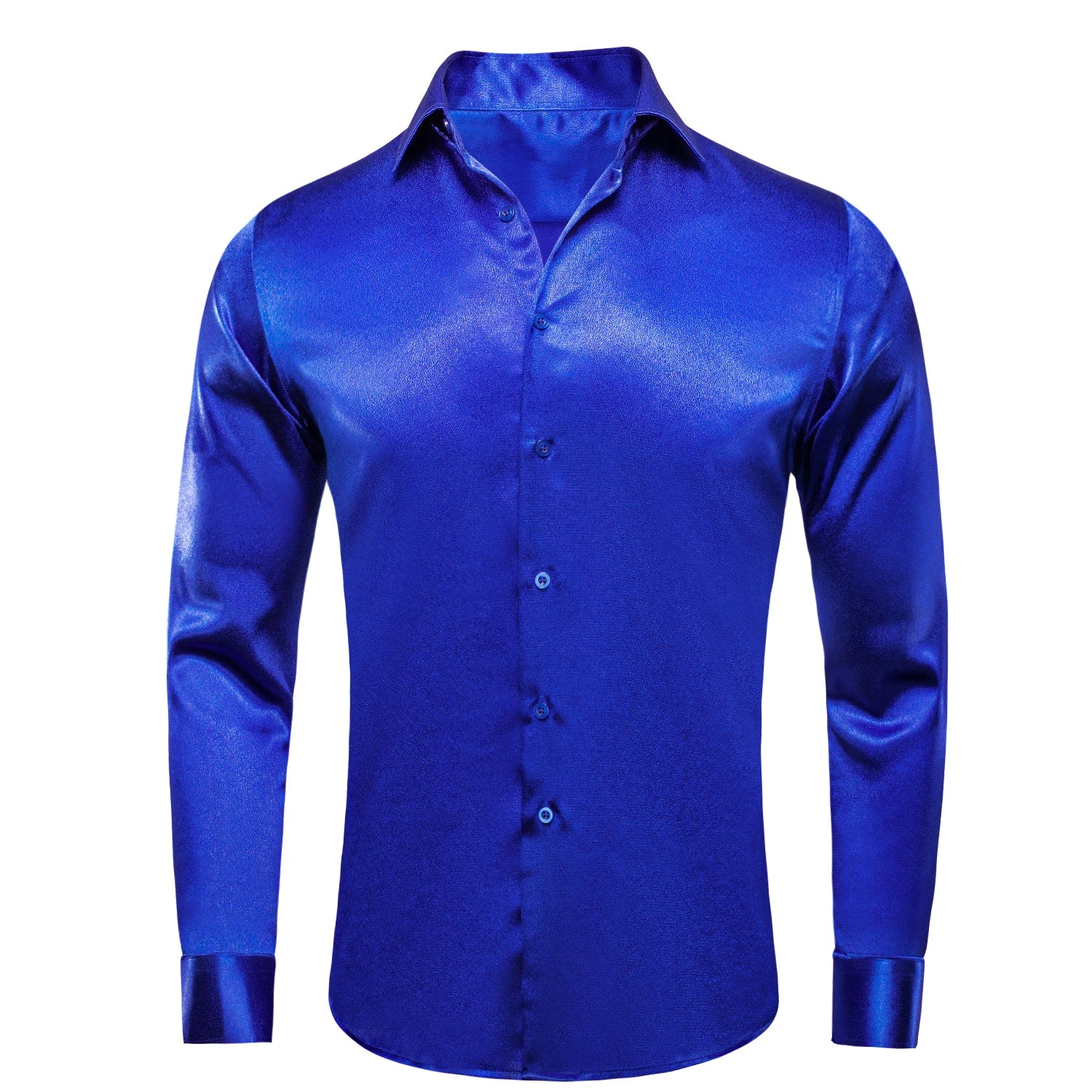 Hi-tie Plain Satin Silk Mens Dress Shirts Long Sleeve Suit Shirt Qme CY-1509 S