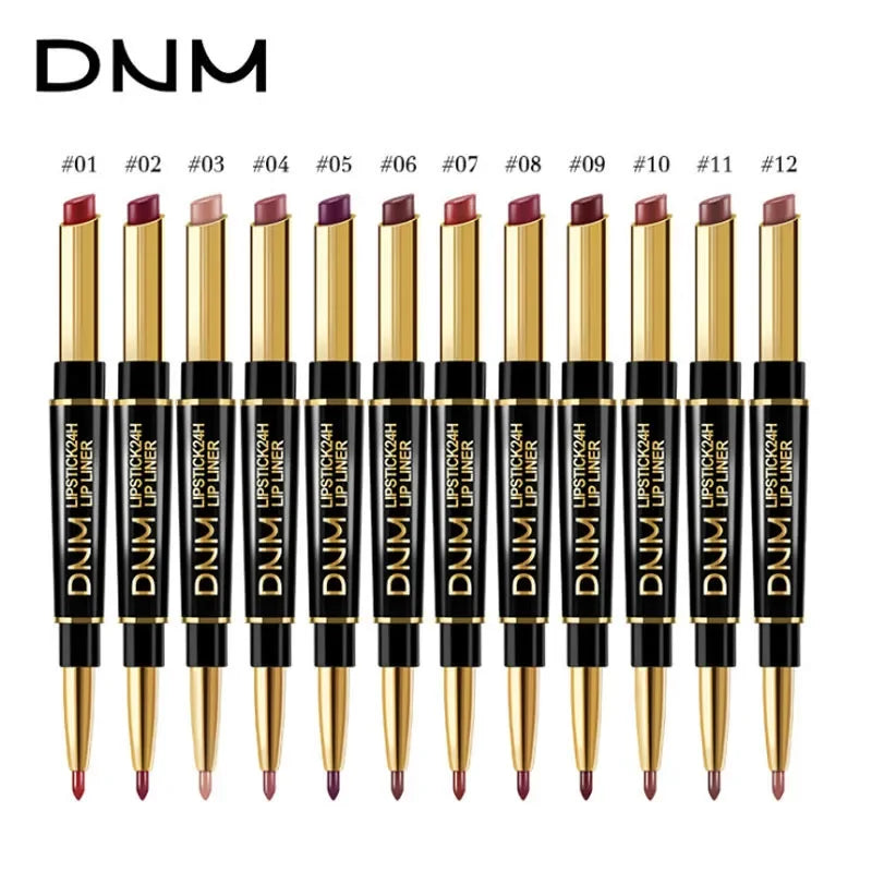 12 Colors 2 In1 Long-lasting Lip Liner Matte Lipsticks Portable Lip Pencil Waterproof Moisturizing Lip Makeup Contour Cosmetics Qme