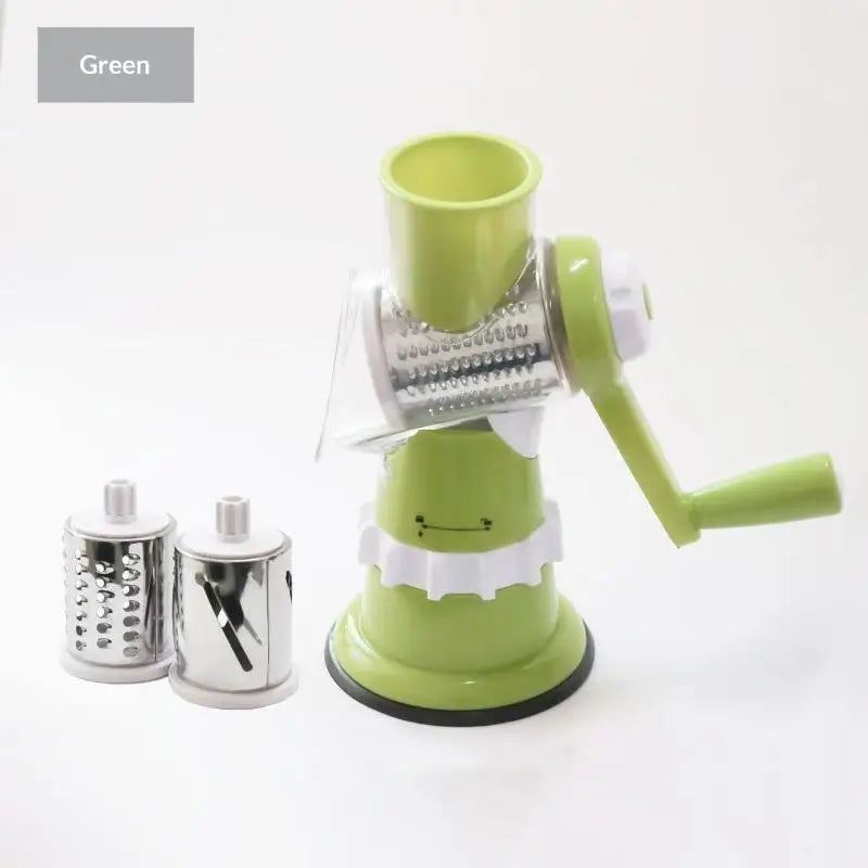 Manual Rotary Cheese Grater 3 Interchangeable Stainless Steel Blades Qme C