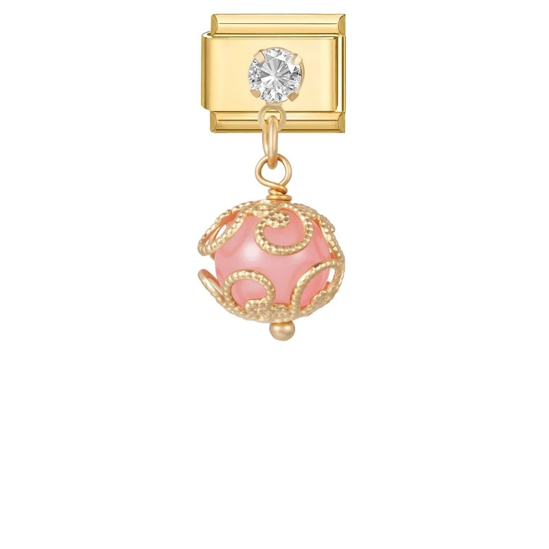 Brilliant Inlay Enamel Ball Pendant Heart Star Bow Italian Charm Links Fit 9mm Stainless Steel Bracelet Women Jewelry DIY Making Qme Style 10