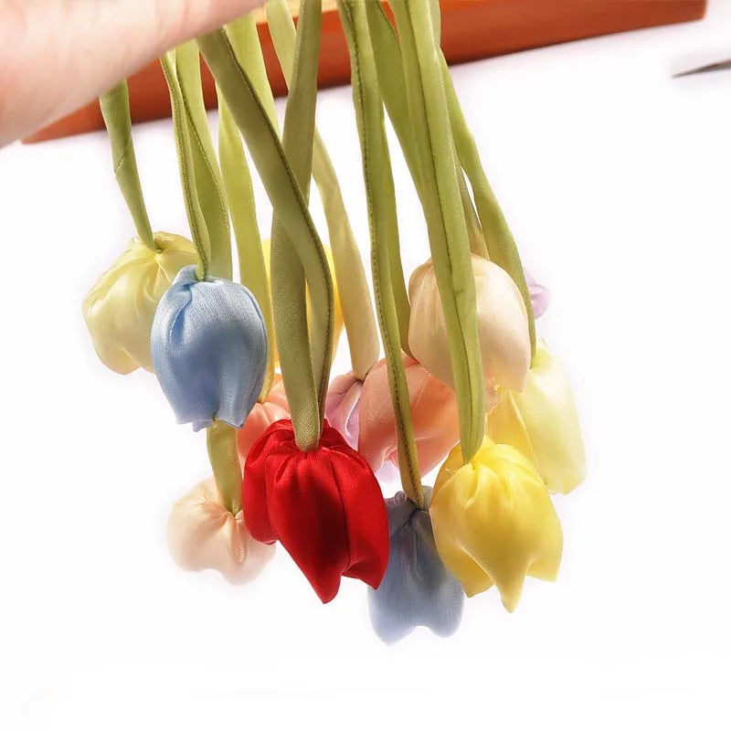 3pcs Length 46cm Tulip Hairband Female Pony Edge Clip Line Ribbon Double Ponytail Personalized Decorative Accessories cp3828 Qme