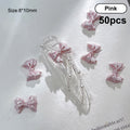 Pearlescent 3D Nail Art Bow Charm Nails Decoration Design Kawaii Qme Pink