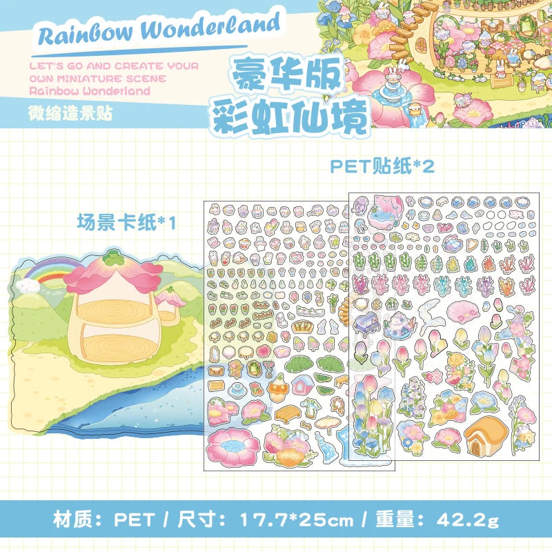 3pcs Cartoon Puzzles Stickers Cute Visual 3D Stereoscopic Cabin Decompression Scene Tent Sticker Handmade Stacking Scene Sticker Qme A