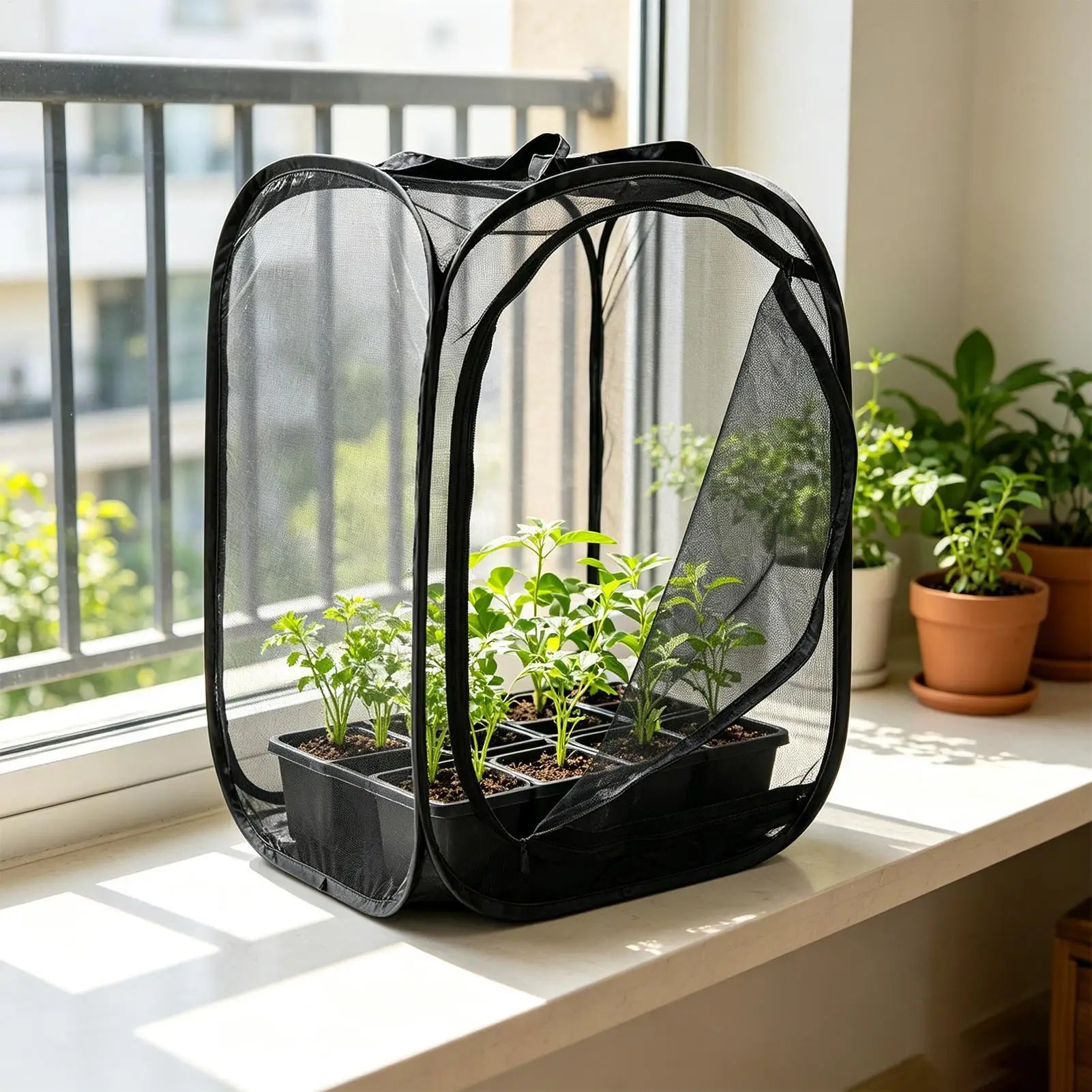 Butterfly Net Cage 16x16x24In Foldable Ladybug Enclosure With Zipper Translucent Butterfly Net Enclosure For Fruit Tree Qme