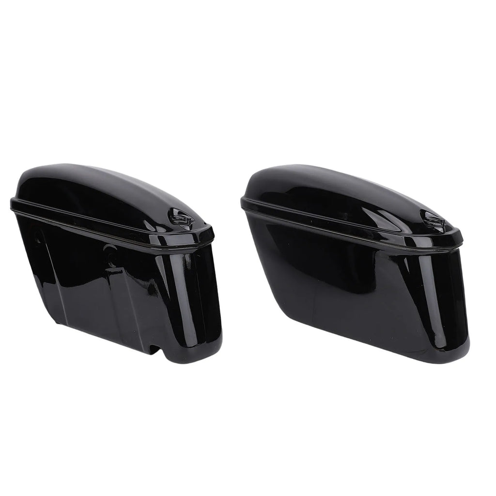 1Pair of Universal 22L Motorcycle Hard Saddle Bags with Lock Rugged ABS Motorcycle Trunk Side Storage Carrier Glossy Black Qme