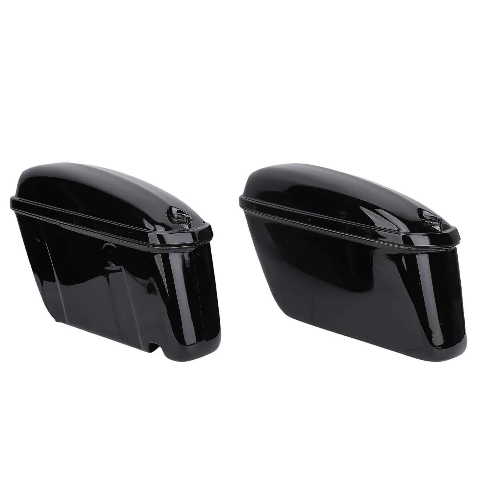 1Pair of Universal 22L Motorcycle Hard Saddle Bags with Lock Rugged ABS Motorcycle Trunk Side Storage Carrier Glossy Black Qme