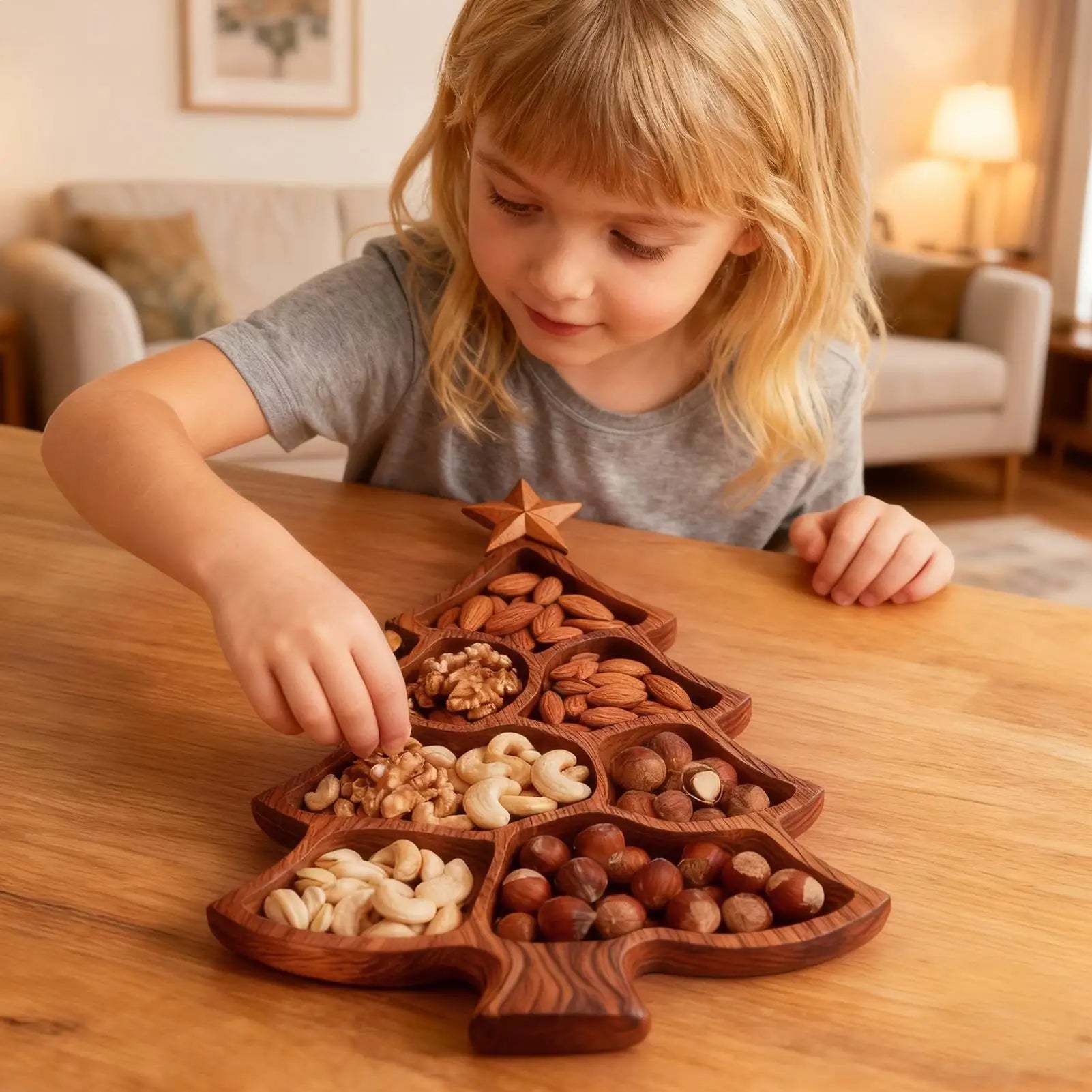 Christmas Tray Rustic Serveware Home Decor Tree Serving Platter Qme
