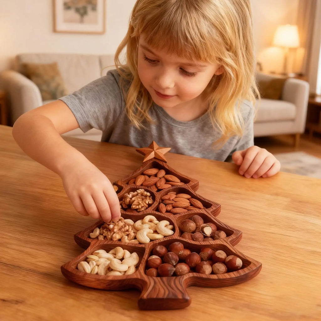 Christmas Tray Rustic Serveware Home Decor Tree Serving Platter Qme