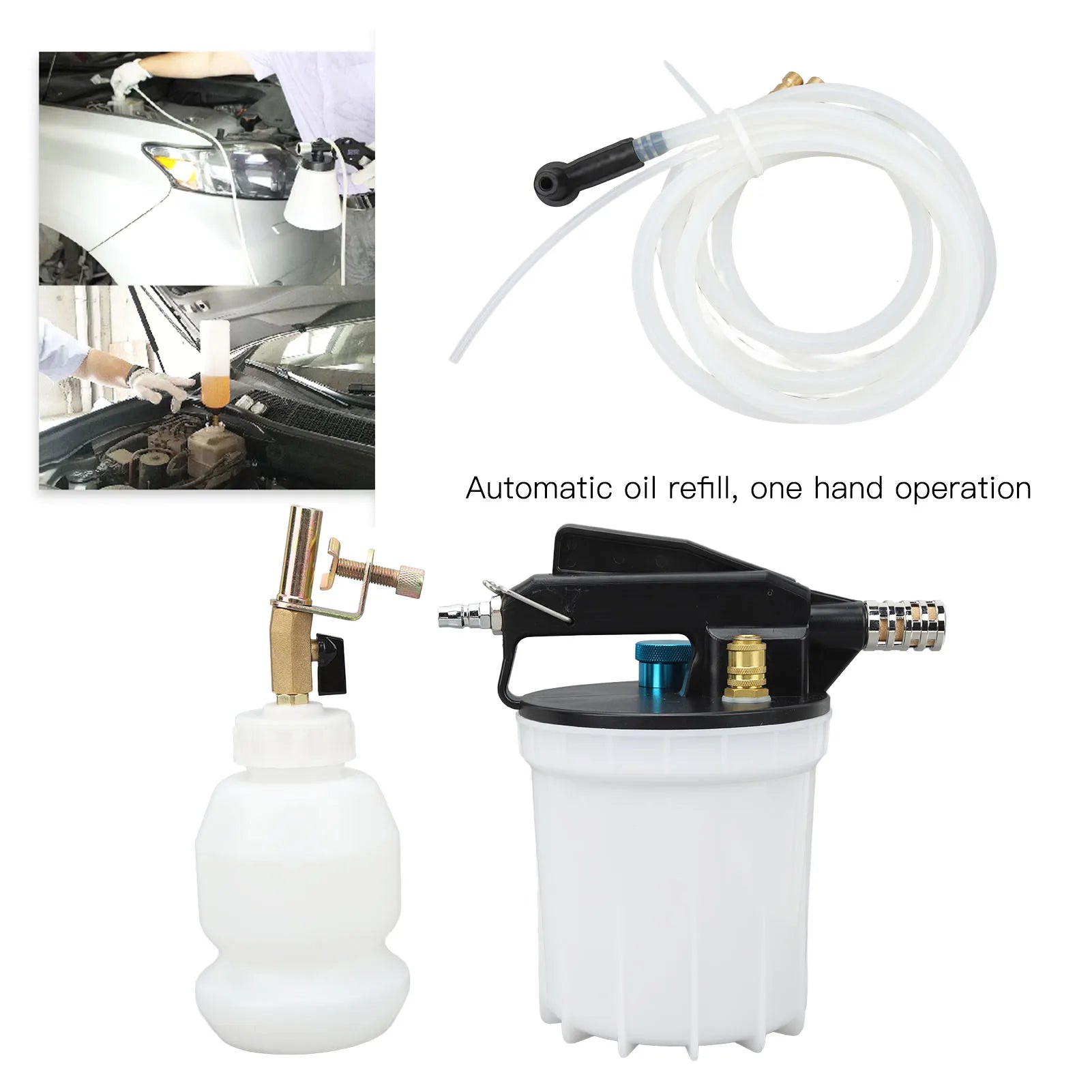 Brake Fluid Exchange Tool 2.75 To 11.6 Bar Air Brake Bleeder Kit 40in Hose with 2L Vacuum Brake Extractor for Vehicles Qme
