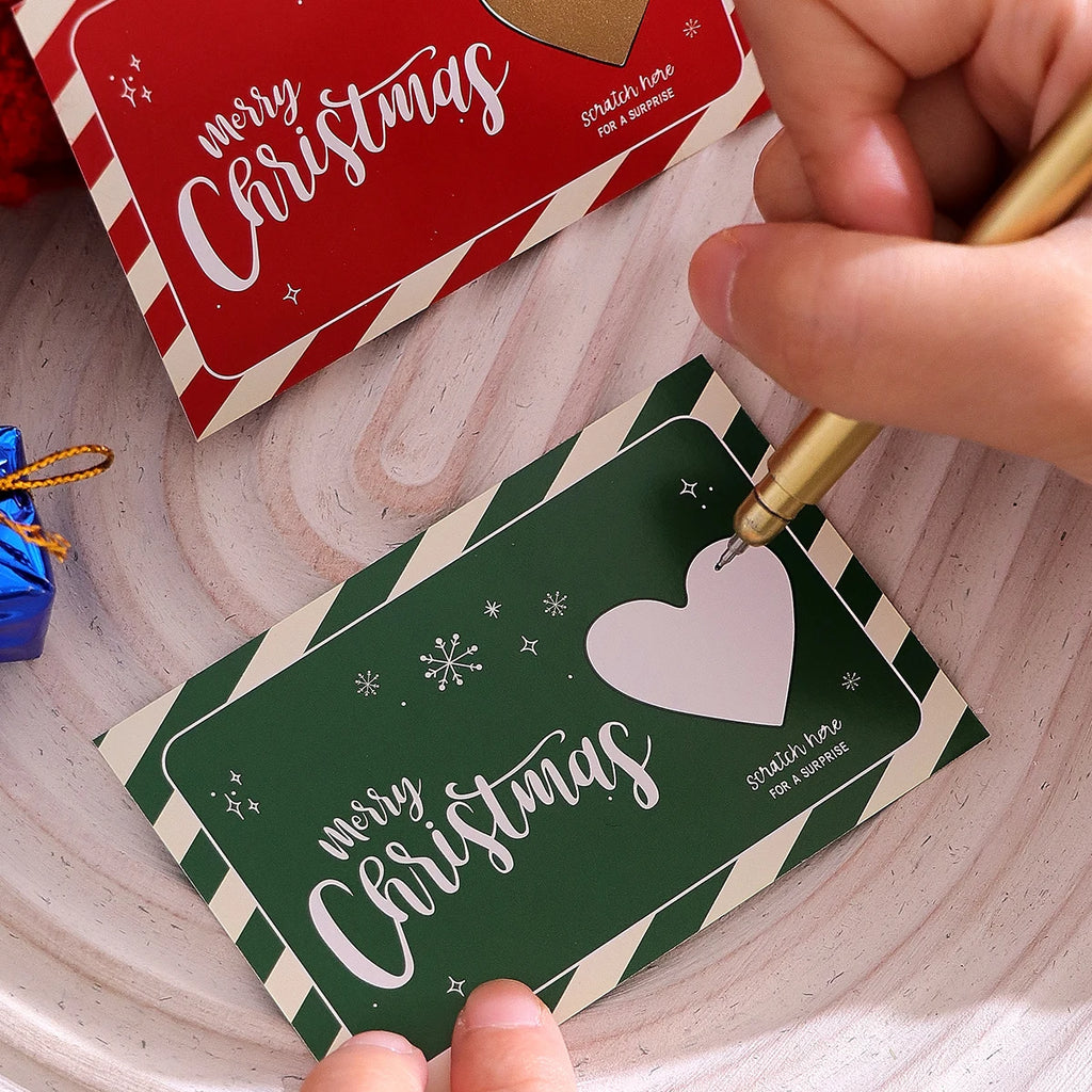 10Pcs/20Pcs Creative Merry Christmas Themed Lucky Scratch-Off Cards, Cute Cartoon Christmas Element Surprise Greeting Cards Qme