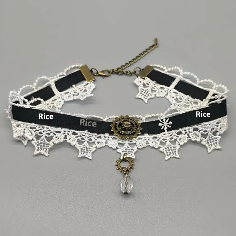Gothic Punk Steampunk Necklace Christmas Ribbon Lace Choker Collar Necklace Qme A1