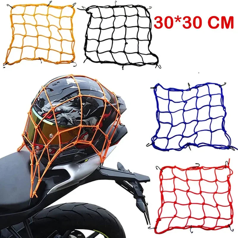 Motorcycle Luggage Net Bike 6 Hooks Hold Down Fuel Tank Luggage Mesh Web Styling High Quality moto adjustable Cargo Net Qme