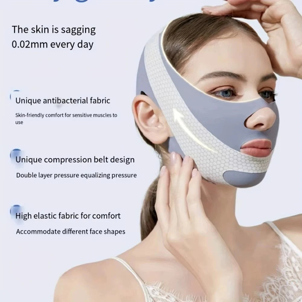1pc V-Shape Face Sculpting Sleep Mask Breathable Elastic Lifting Tightening Mask Skin Care Slimming Strap Chin Up Mask Woman Qme