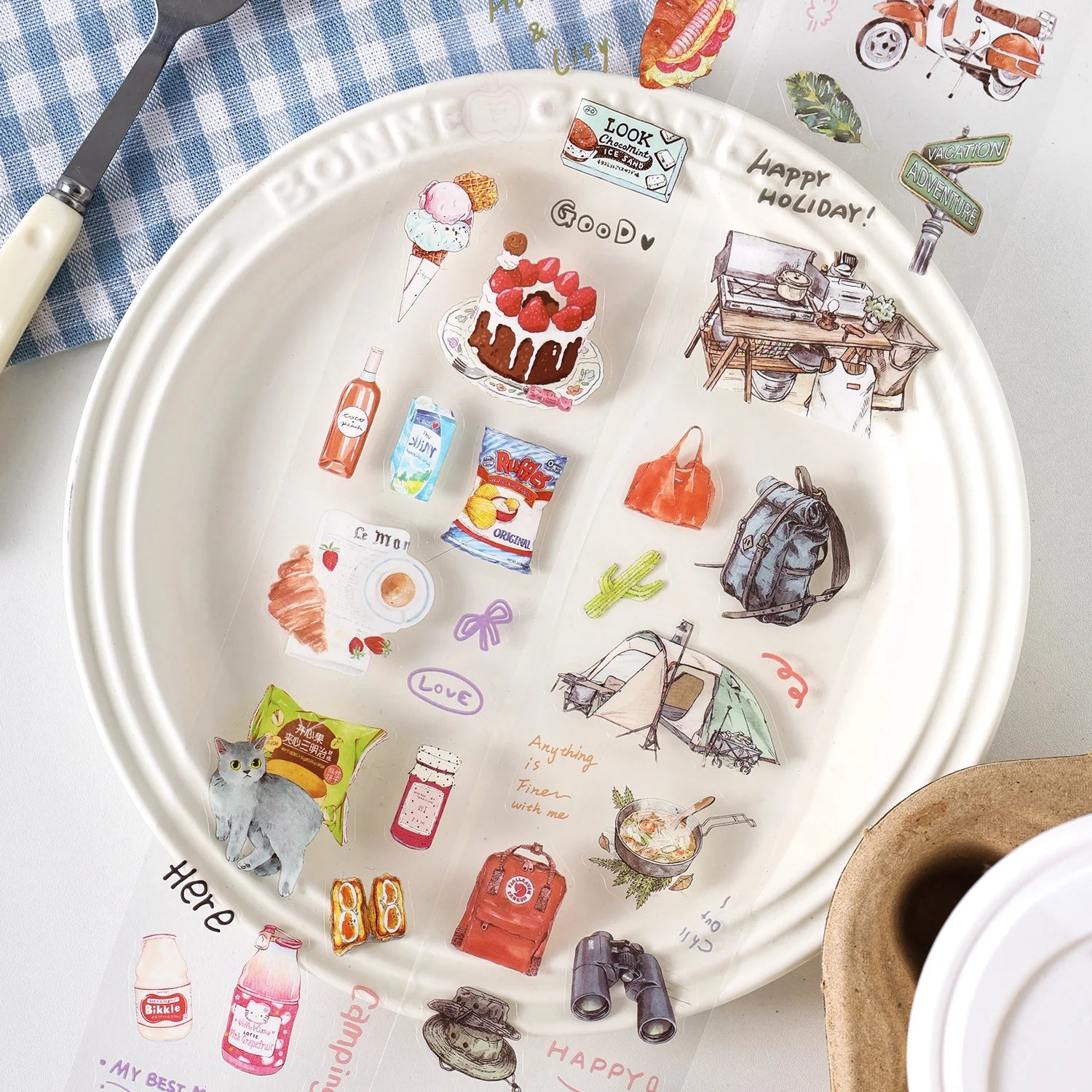 60mm*200cm/4roll Vintage Stamp Washi Die-cutting Tape Decorative collage Diary Album Scrapbooking material Craft Supplies Qme