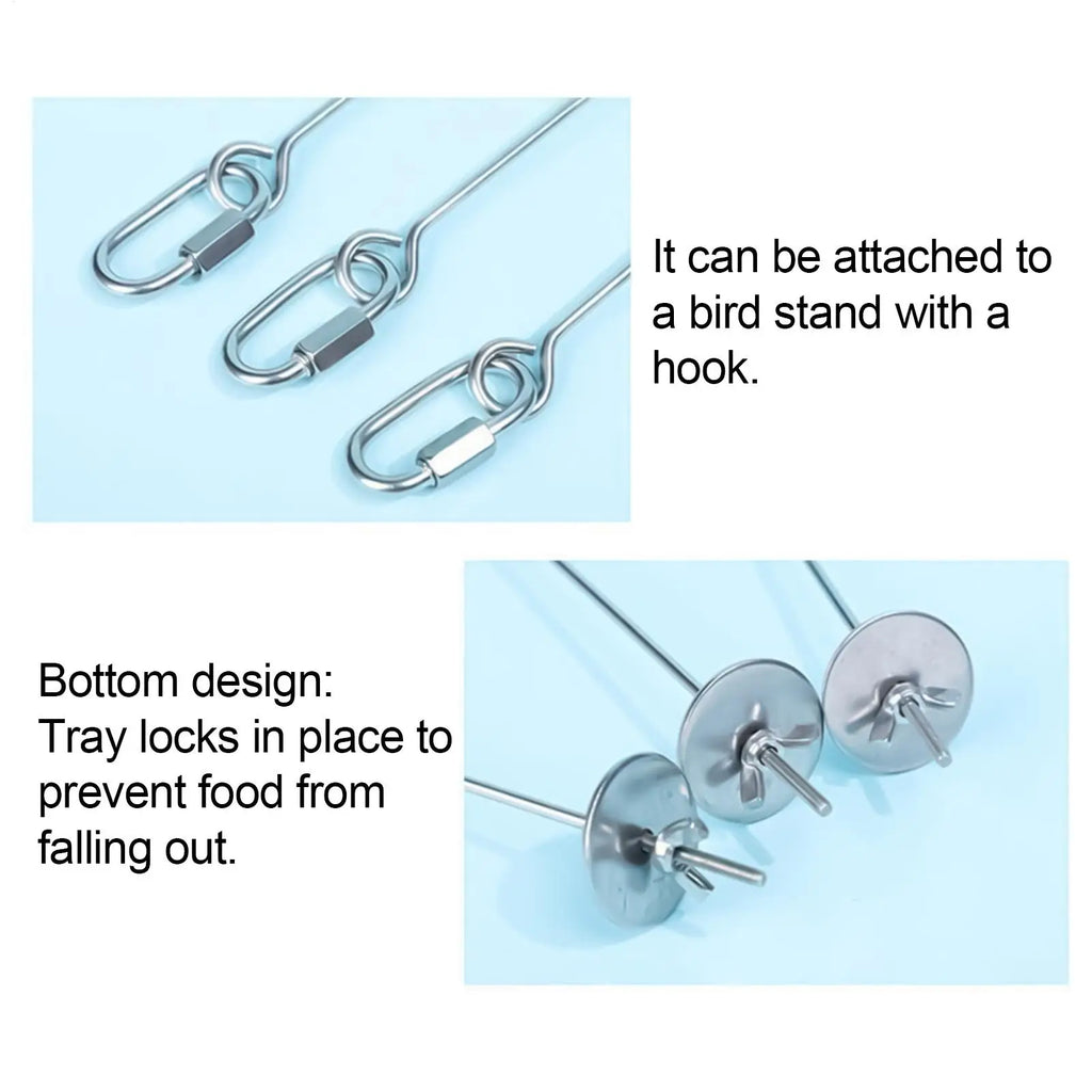 Bird Cage Food Skewer Stainless Fruit Stick Holder Bird Food Holder for Cage Foraging Macaw Parakeet Cockatiel Conure Finch Qme
