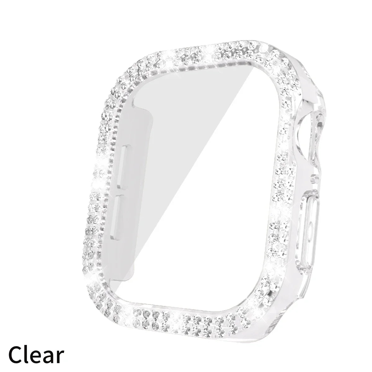 Bling Glass+Cover For Apple Watch 10 46mm 42mm Diamond Hard PC bumper+Screen Protector Case iwatch series 10 42 46mm Accessories Qme Translucent For serise 10 46mm