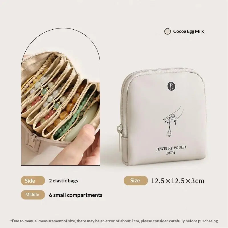 Waterproof 6-Layer Jewelry Storage Bag Portable Travel Jewelry Pouch for Necklaces Bracelets Rings Outdoor Vacation Use Qme A2