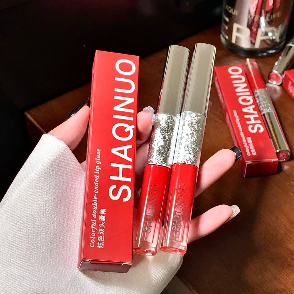 SHAQINUO Colorful Double-head Lip Glaze Mud Two-in-one Matte Mirror Qme
