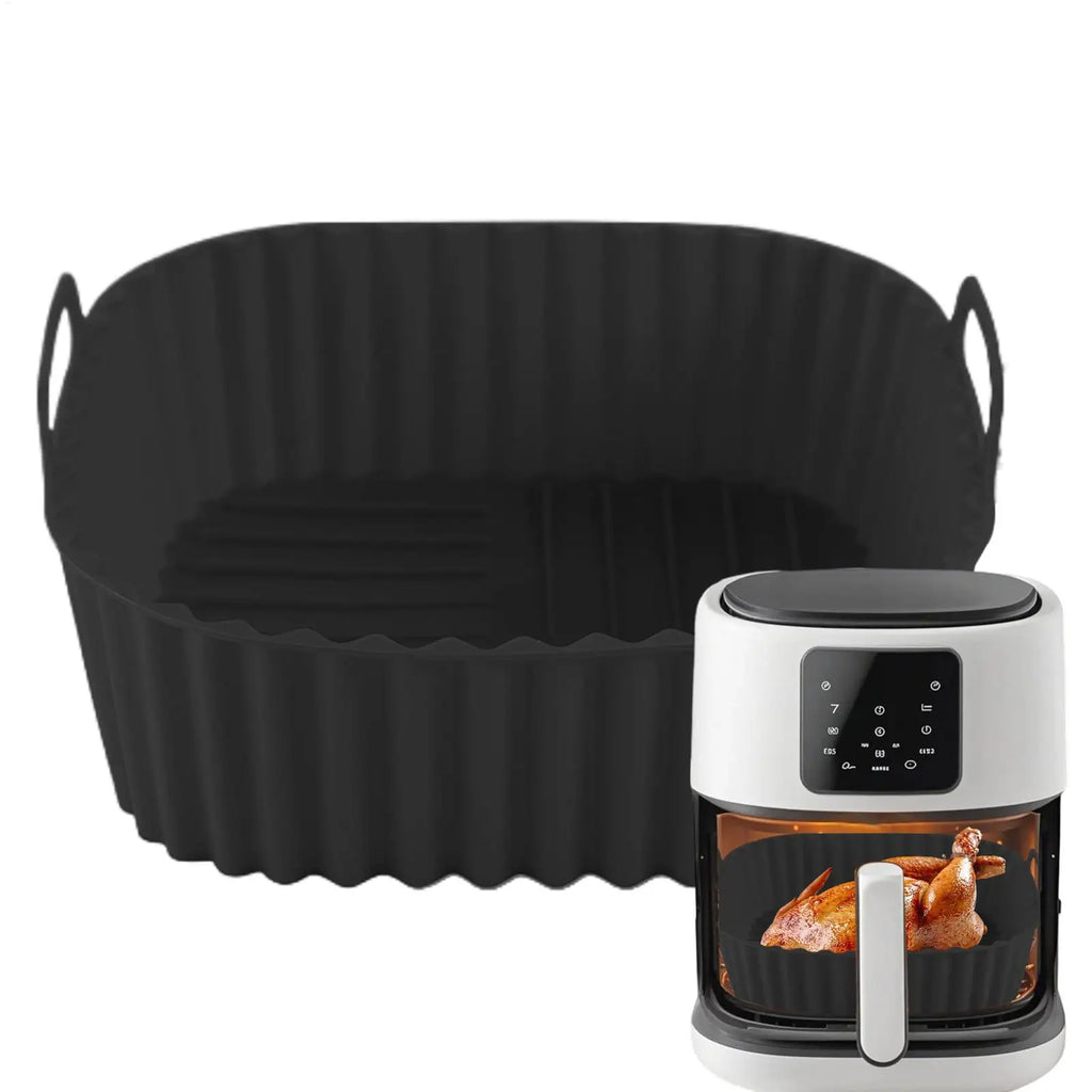 Silicone Basket for Air Fryer Square Air Fryer Oven Plate Non-stick Baking Tray Kitchen Cookware for Pizza Roasting Apartment Qme