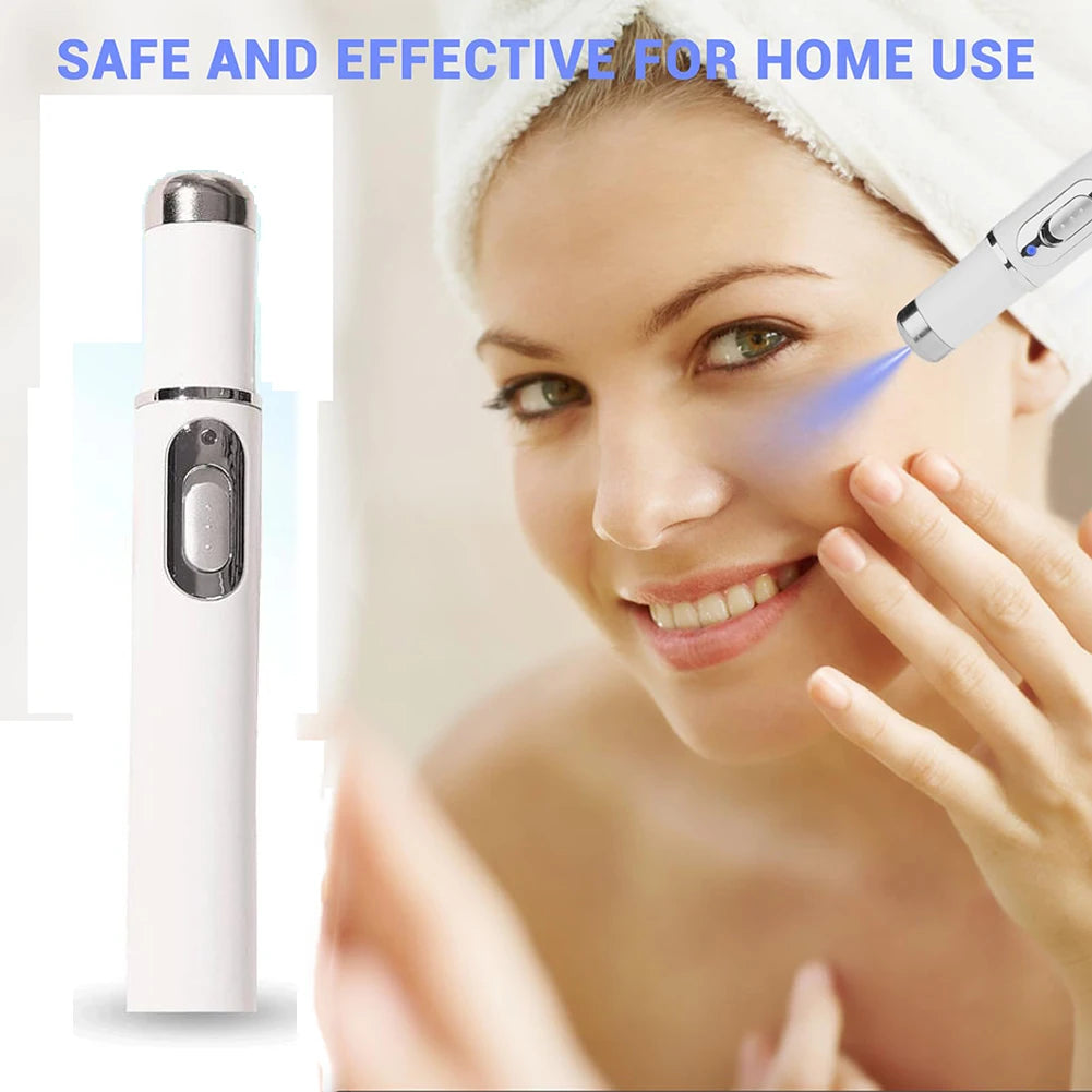 Under-eye Blue Light Therapy Pen Face LED Massage Beauty Device Heat Qme
