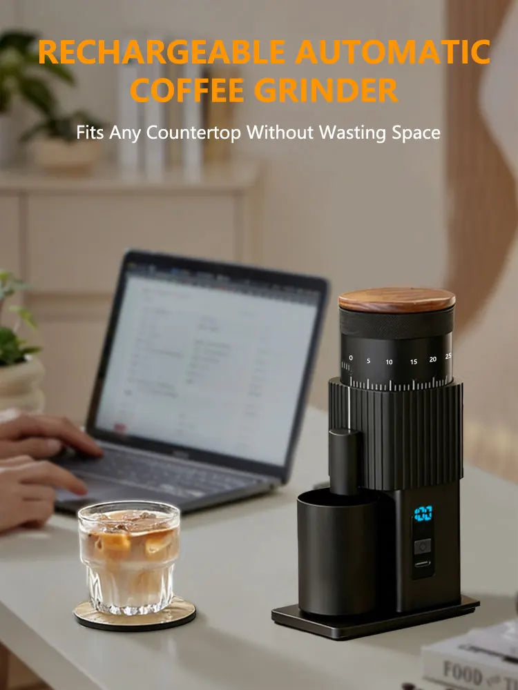 Portable Electric Coffee Grinder Rechargeable Stainless Steel Qme