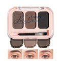 Matte 3-Color Brow Powder Palette Brush Natural 3D Shape Waterproof Qme Mixed Color 02