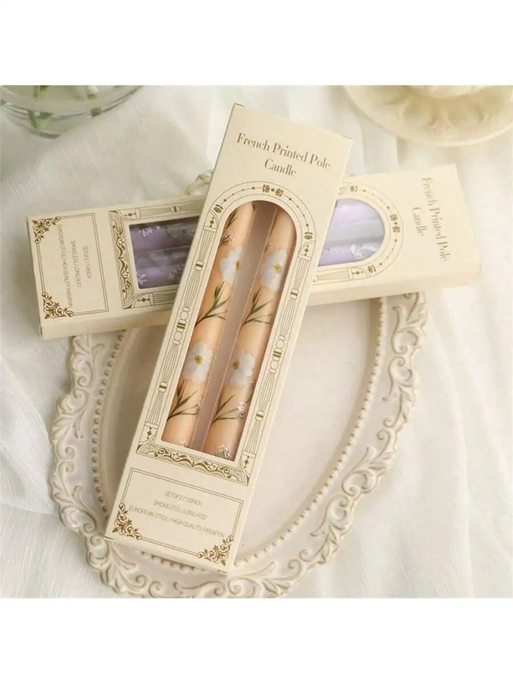 Box Printed Long Candle Christmas Winter Holiday Halloween Qme