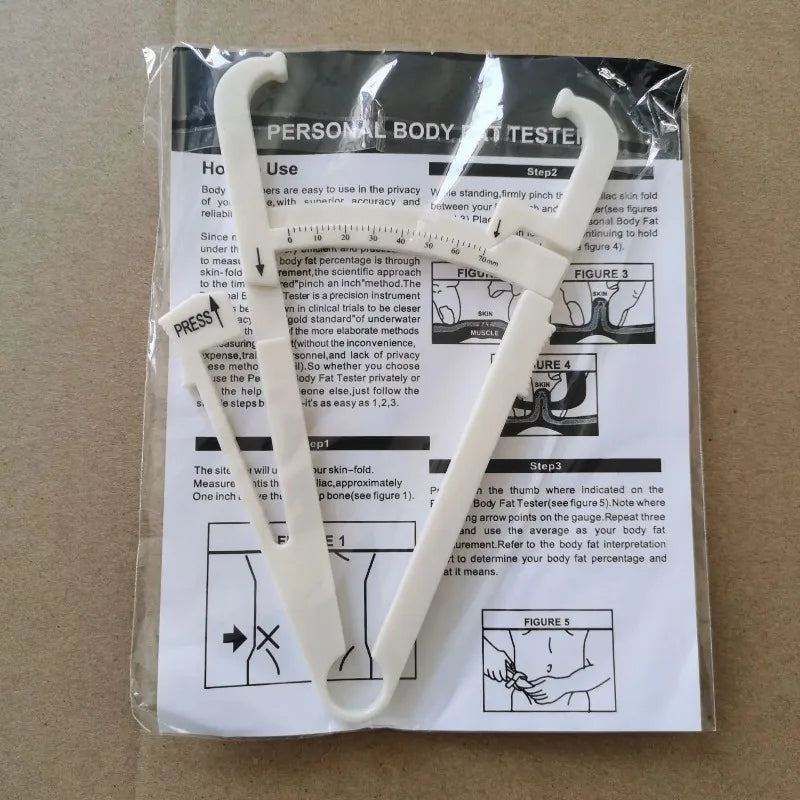 1set 70mm Skinfold Body Fat Caliper Set with Measure Tape Body Fat Monitors Body Fat Tester Skinfold Measurement accessory Qme Single scale-white