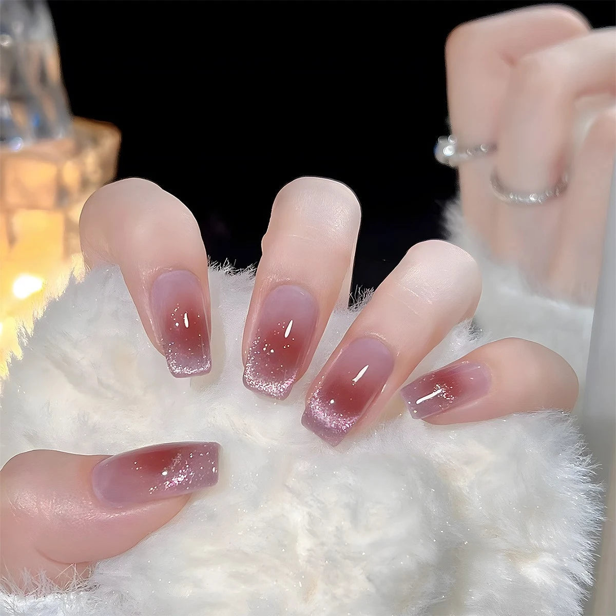 French False Nails Leopard Almond Fake Nail Tips Rhinestones Design Qme XH-87-18