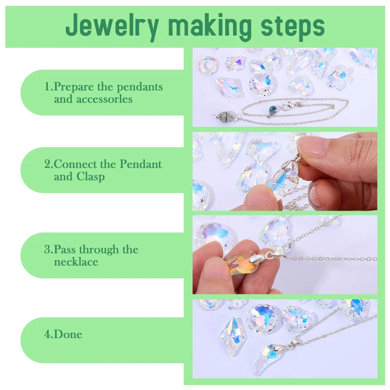 Crystal Multi -shape Pendants Shiny Single Hole Glass Beads For Jewelry Making Supplies Earring Necklace Jewelry Accessories Qme