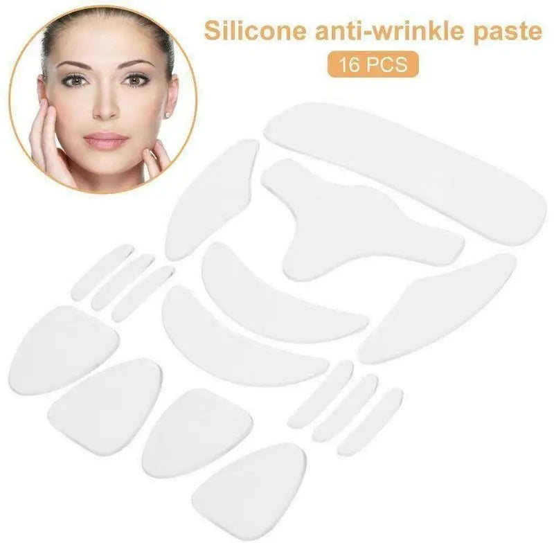1pc/16pcs Reusable Silicone Patches Anti Rimpel Pads Silicone Wrinkle Removal Sticker Face Forehead Neck Eye Sticker Skin Care Qme