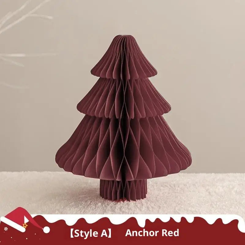 Christmas Tree Ornament 3D Honeycomb Ball Folding Paper Xmas Tree Desktop Hanging Xmas Decor Qme A4