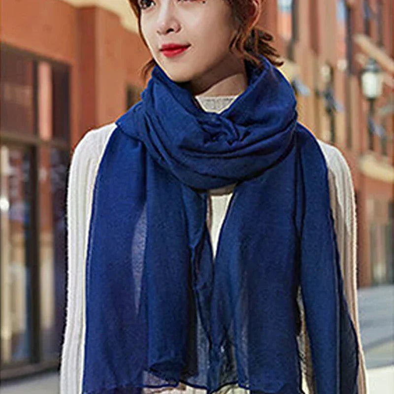 Women Native Windproof Scarf Shawls Wraps Solid Cotton Warm Scarves Qme