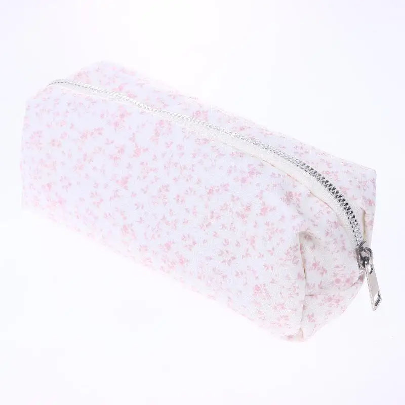 Pink Small Floral Pencil Case Handheld Pen Large Capacity Pouch Bag Qme