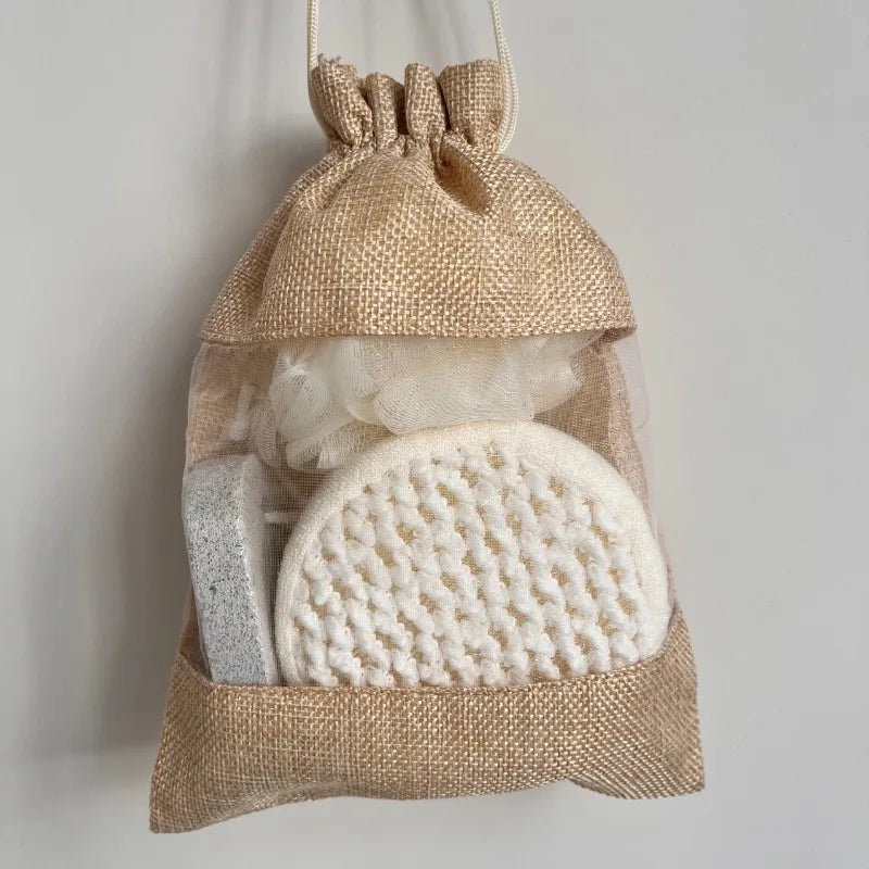Bath Loofah Pumice Stone Sisal Scrub Body Back Face Gentle Qme