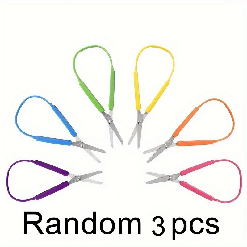 2/3pcs Colorful Mini Circular Scissors, Adaptive Design, Left and Right Support, Easy to Open Squeeze Handle, Meet Special Needs Qme Random color 3pcs