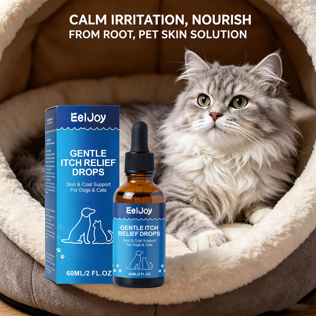 Pet Skin Care Drops Moisturizing Relieve Itching Improve Dryness & Roughness Natural Pet Skin Relief Drops Skin & Coat Support Qme