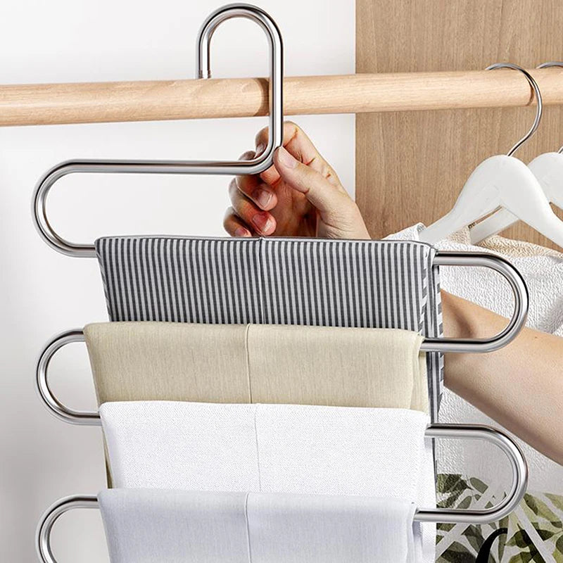 Non-slip Pant Storage Rack Cloth Multiple Functions Hanging 5 Layers Qme