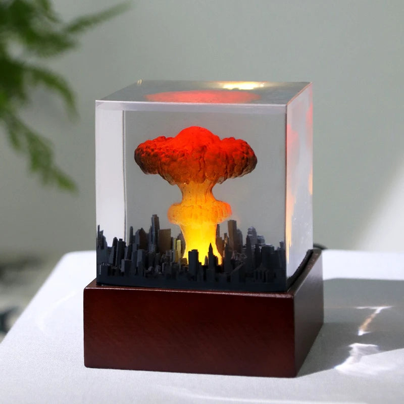 DIY Handmade Resin Explosion Mushroom Cloud Night Light Decoration Qme