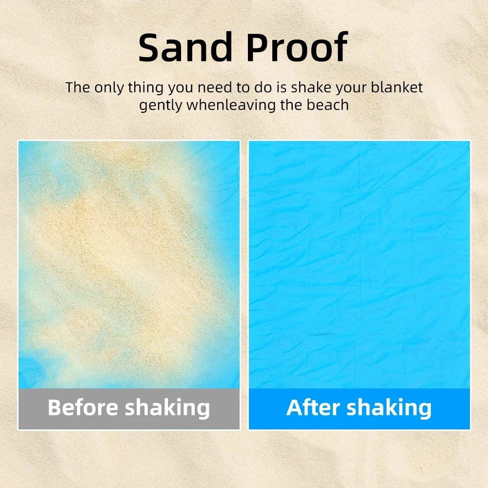 1.4*2m Waterproof Pocket Beach Blanket Folding Camping Mat Mattress Portable Lightweight Outdoor Picnic Mat Sand Beach Sunbathin Qme