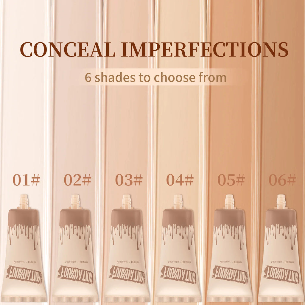 Full Coverage Foundation, Matte Finish Oil-control Liquid Foundation, Covering Blemishes And Dark Spot, Concealer Cream Qme