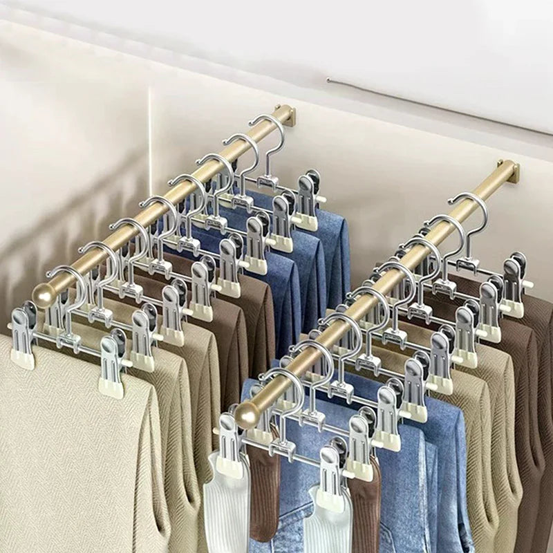 Seamless Stainless Steel Trouser Rack Adjustable Stainless Steel Shoe Rack Trouser Rack Boots Hanger Portable Qme