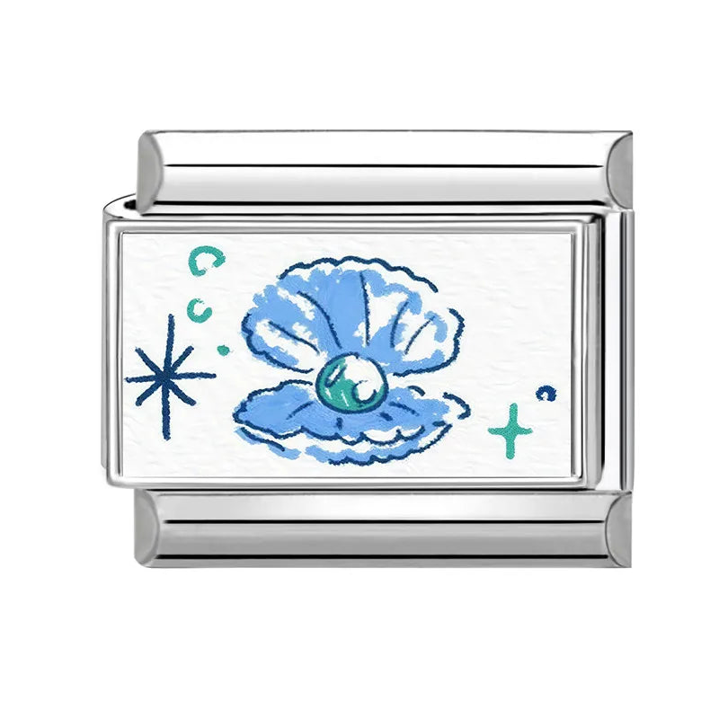 2025 Blue Lotus Leaf Sun Eye Cactus Italian Charm Link 9mm Sliver Modular Bracelet Stainless Steel DIY Gift Jewelry Wholesale Qme Style 32